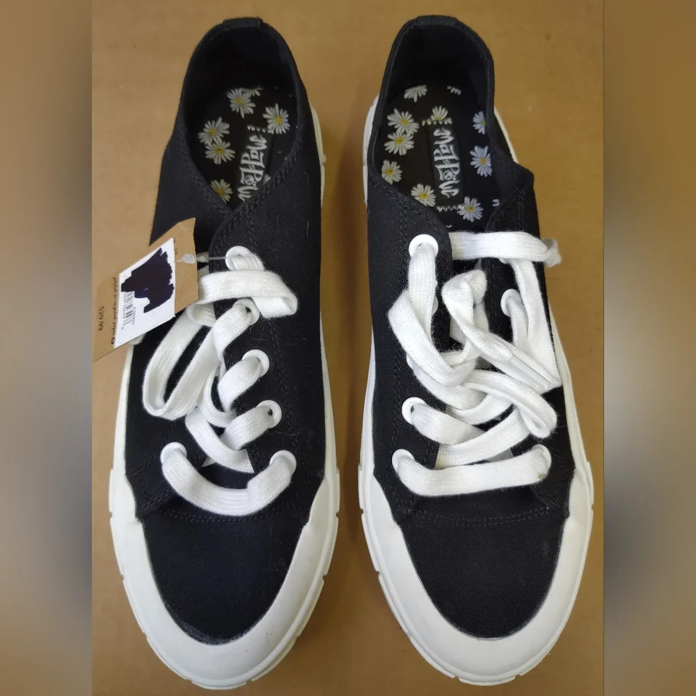 Mad Love Platform Sneakers Shoes Canvas Black Lace Up Fran Womens Size‎ 10